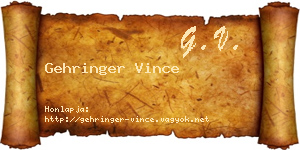 Gehringer Vince névjegykártya